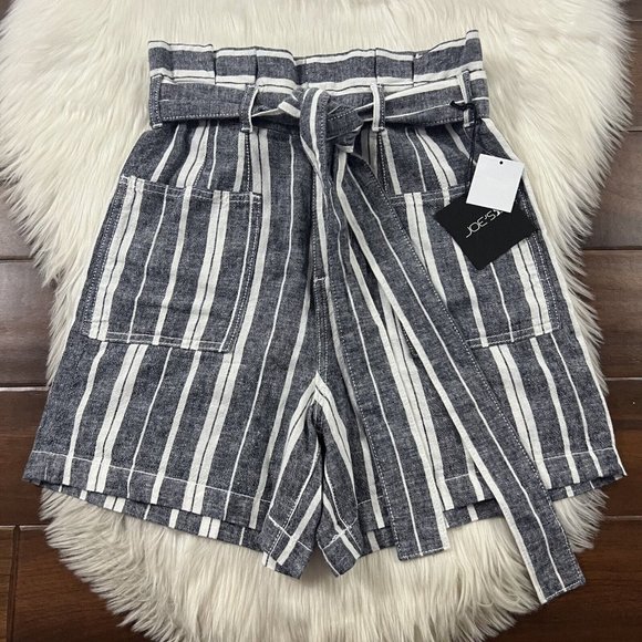 Joe's Jeans Women's Size 25 Blue White Beach Stripe Paperbag Shorts Tie‎ Waist - Picture 1 of 8